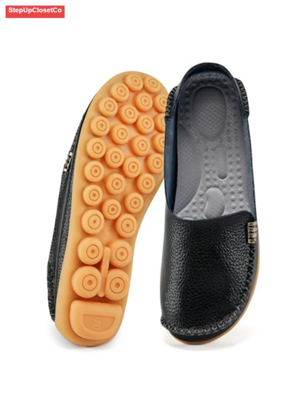 Women's Casual Slip On Penny Loafers - Soft PU Leather Comfort Memory Foam